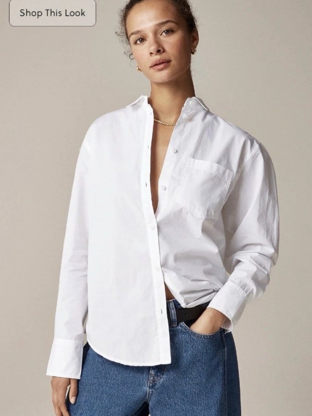 J.CREW Classic White Button-Up Shirt